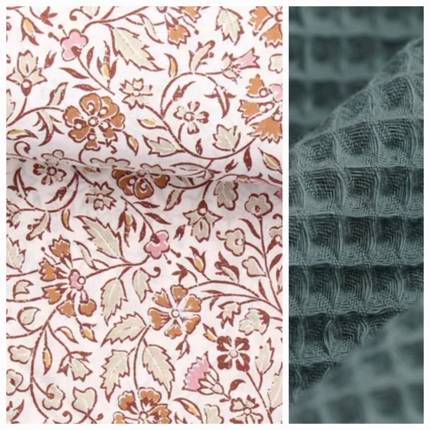 Sur mesure – Bavoir réversible col rond bébé en coton & nid d’abeille