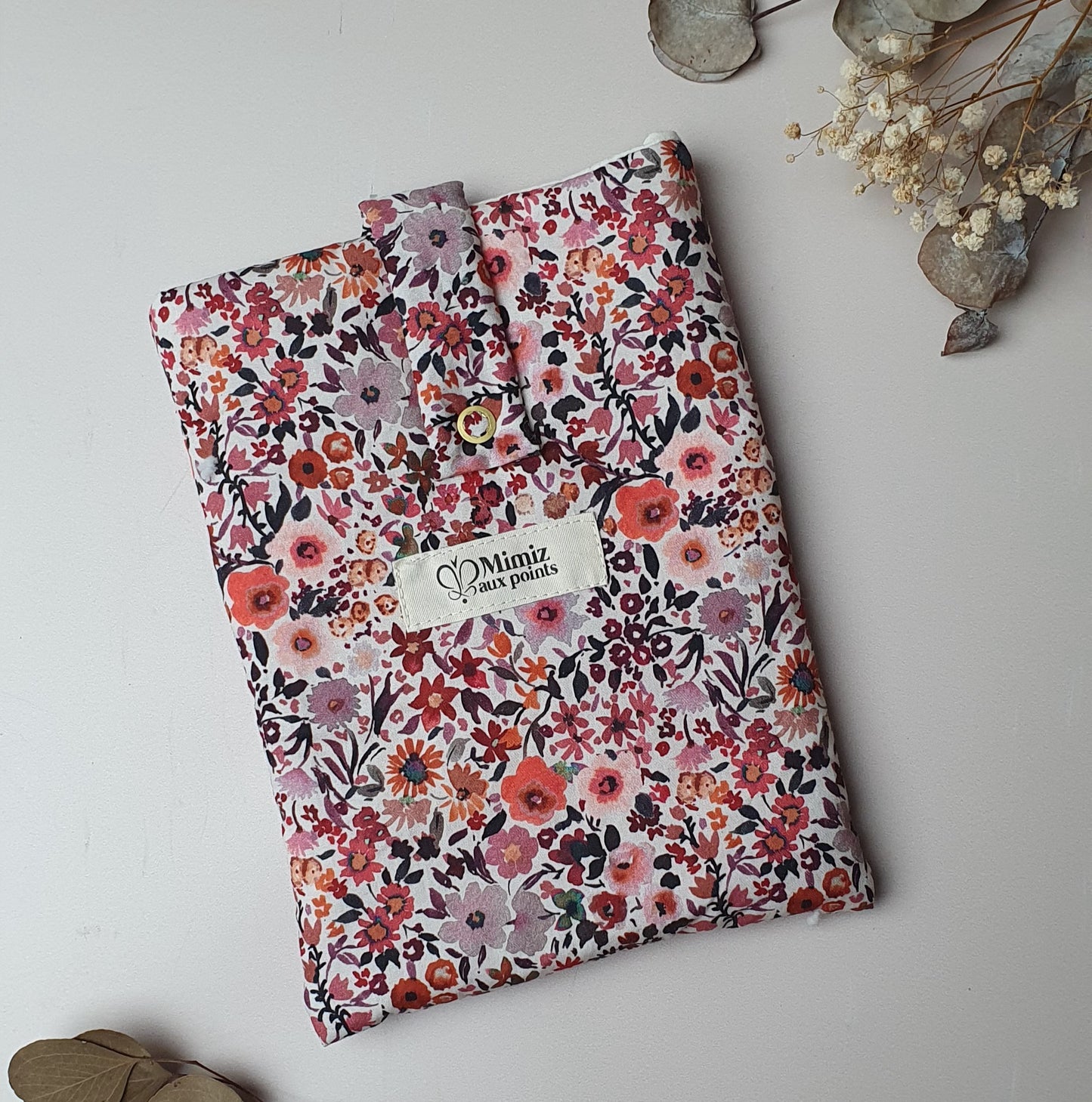 En stock – Housse de livre format poche fleuri en coton fait main