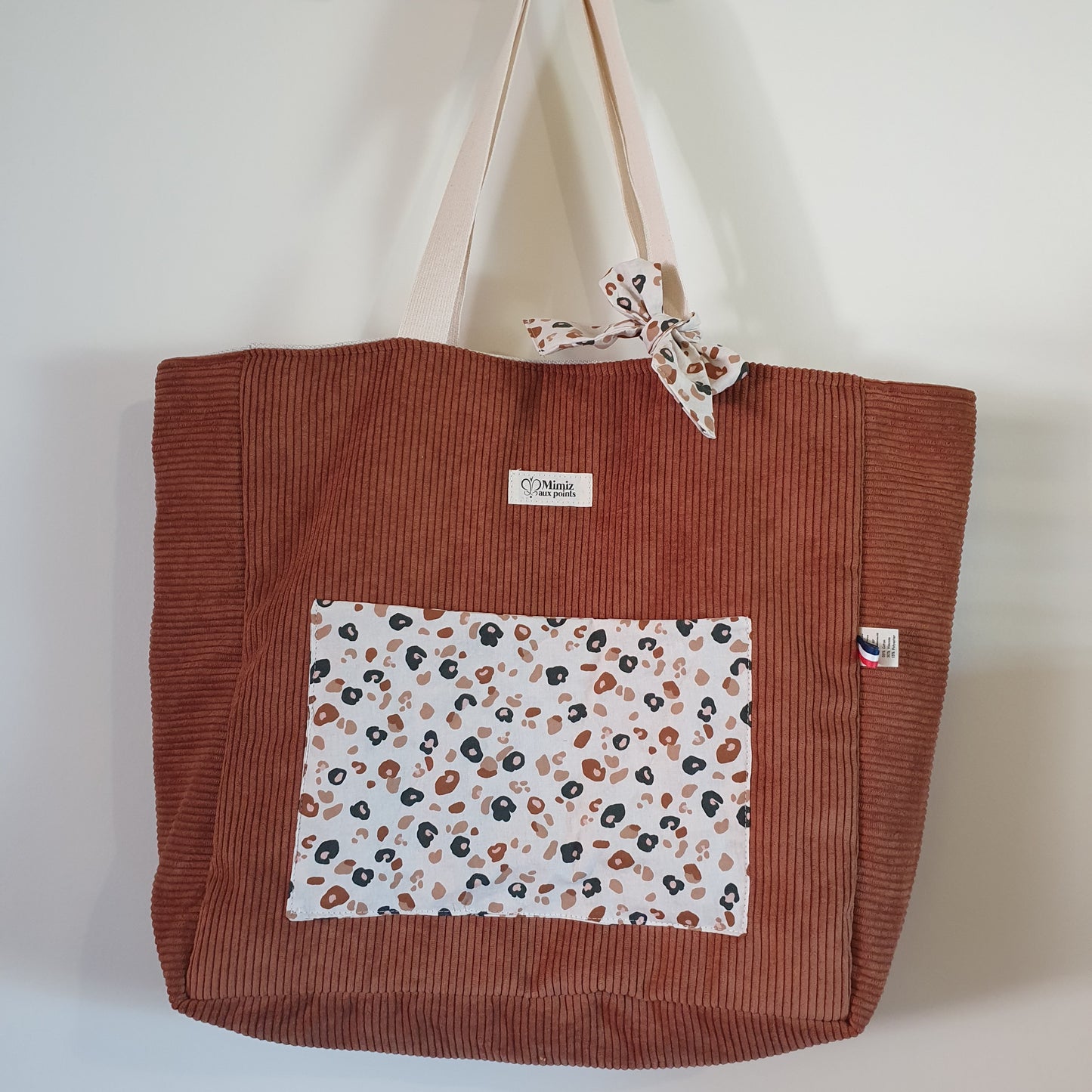 Sac cabas réversible en velours côtelé et coton – Sac pratique et élégant fait main