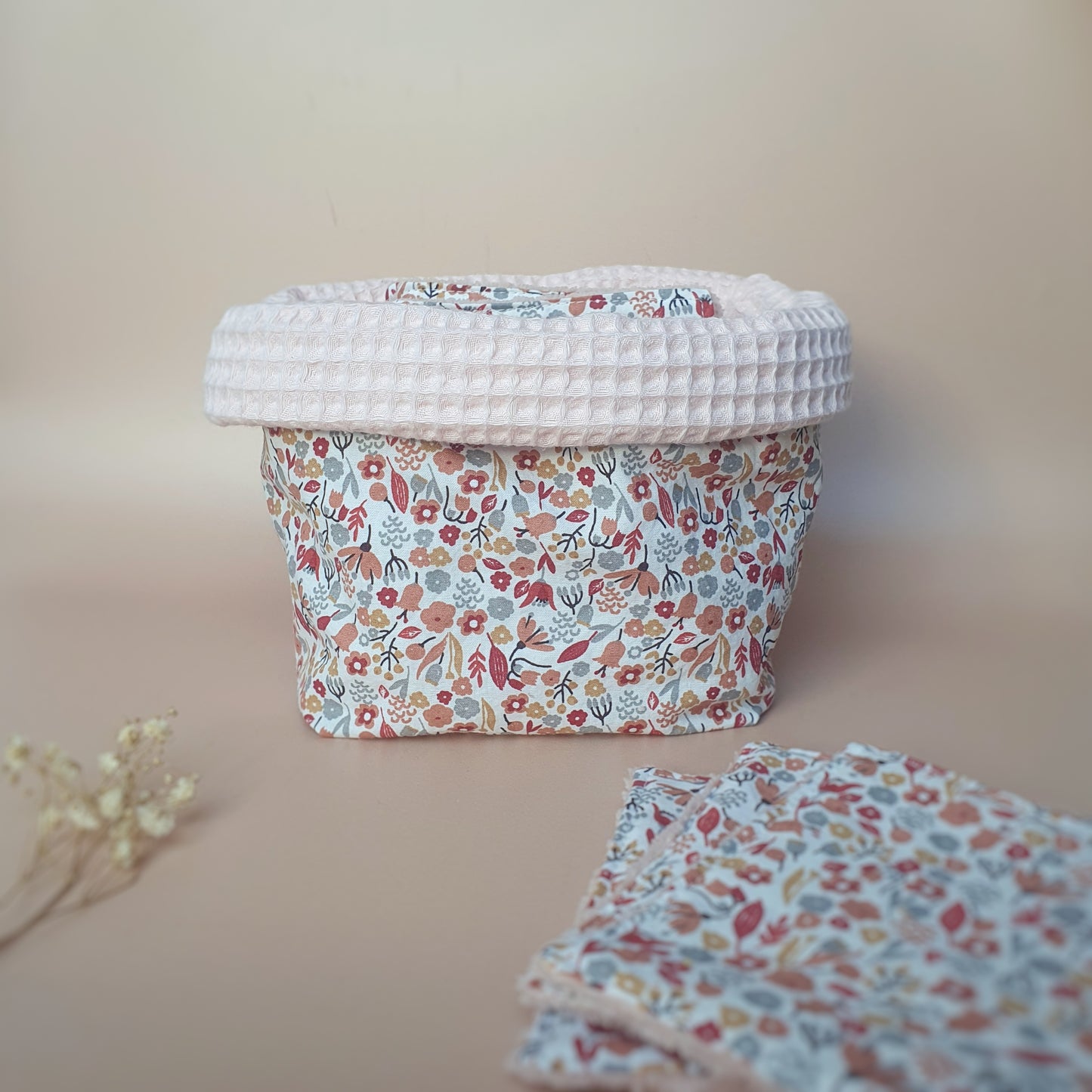 Corbeille réversible coton nid d’abeille – Rangement zéro déchet