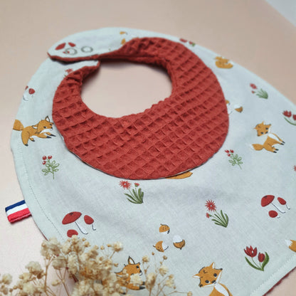 Bavoir bébé 0-1 an - Bavoir col rond réversible en coton nid d’abeille personnalisé