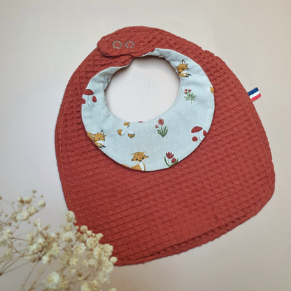 Bavoir bébé 0-1 an - Bavoir col rond réversible en coton nid d’abeille personnalisé