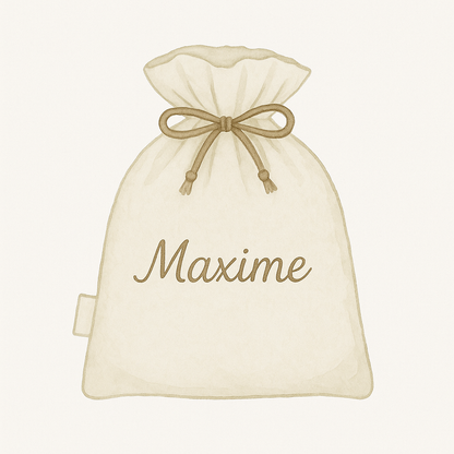 Sur mesure – Pochon de rangement personnalisé brodé en coton doublé fait main