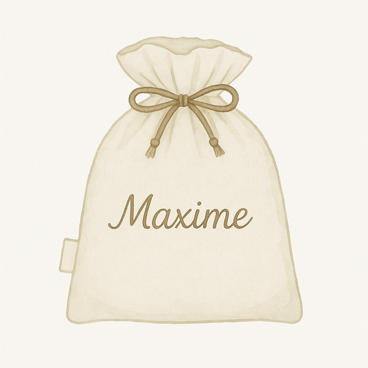 Sur mesure – Pochon de rangement personnalisé brodé en coton doublé fait main