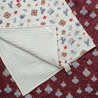 Edition limité: Torchon de Noël 50x70 cm – Coton nid d’abeille & tissu Noël | Fait main