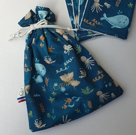 Inspiration- Pochon Brodé Animaux Océan