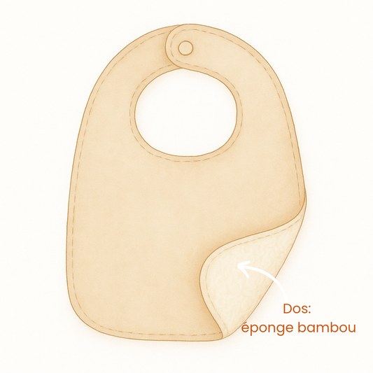 Sur mesure – Bavoir réversible col rond en coton & éponge bambou