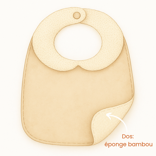 Sur mesure – Bavoir bébé réversible col Claudine en coton & éponge bambou