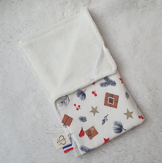 Edition limité: Serviette à mains 30x50 cm – Eponge bambou & tissu Noël | Fait main