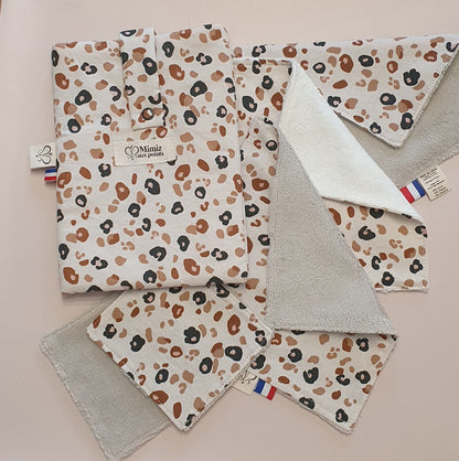 Lot Graou bébé fait main – Serviettes douces, lingettes & housse livre