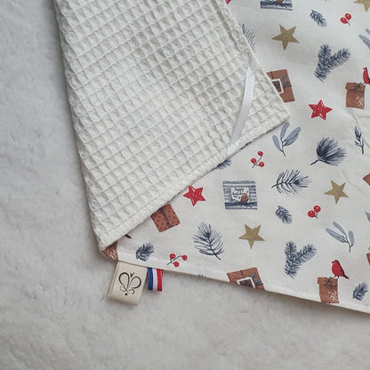Edition limité: Torchon de Noël 50x70 cm – Coton nid d’abeille & tissu Noël | Fait main