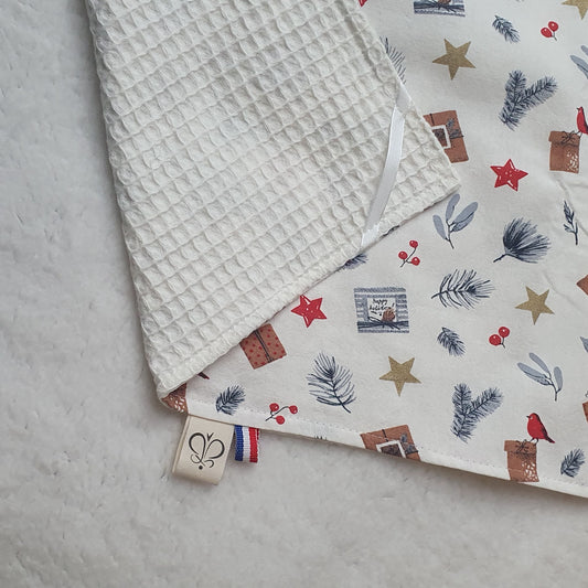 Edition limité: Torchon de Noël 50x70 cm – Coton nid d’abeille & tissu Noël | Fait main